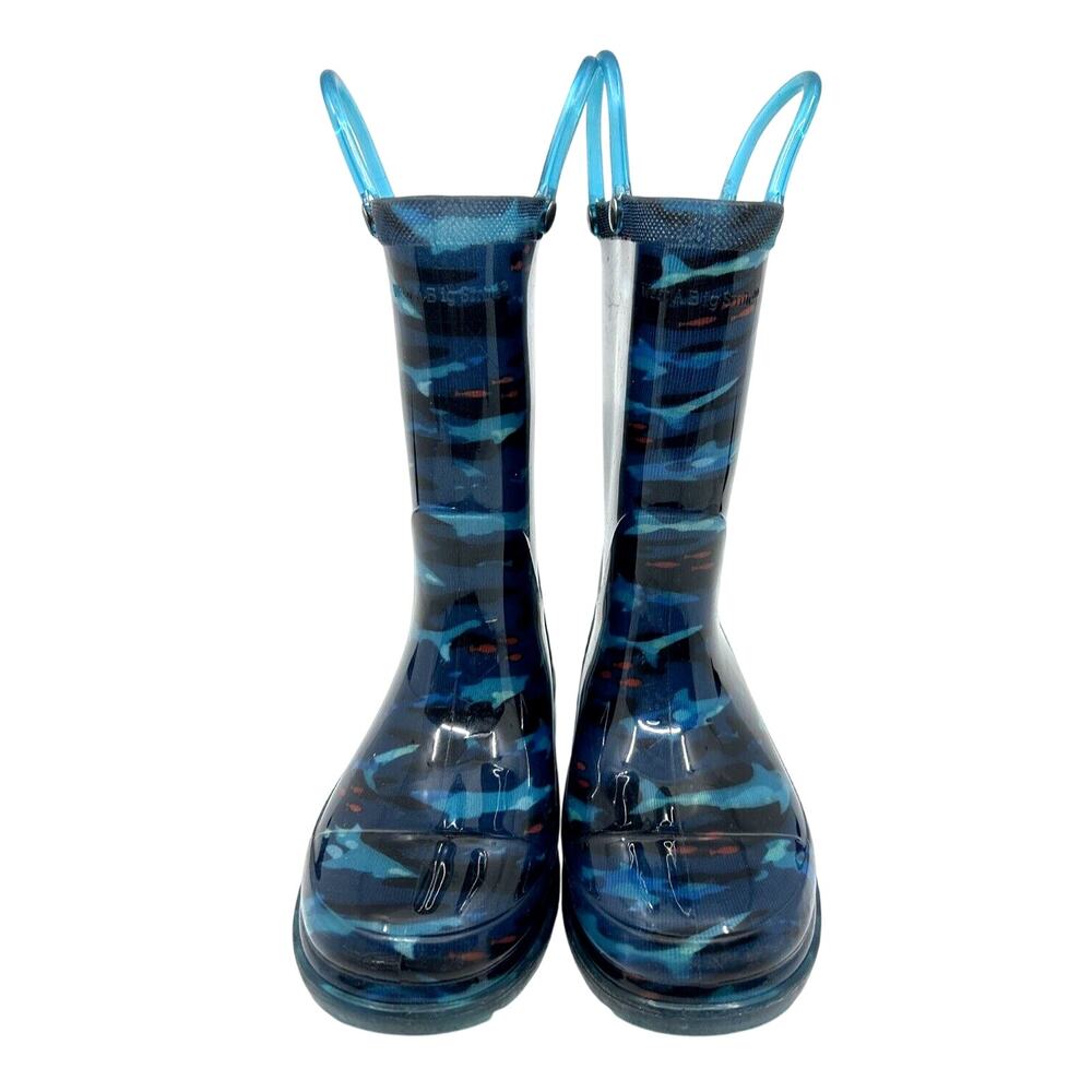 Western Chief Boys Shark Camo Light Up Rain Boots Size 11 Blue Waterproof